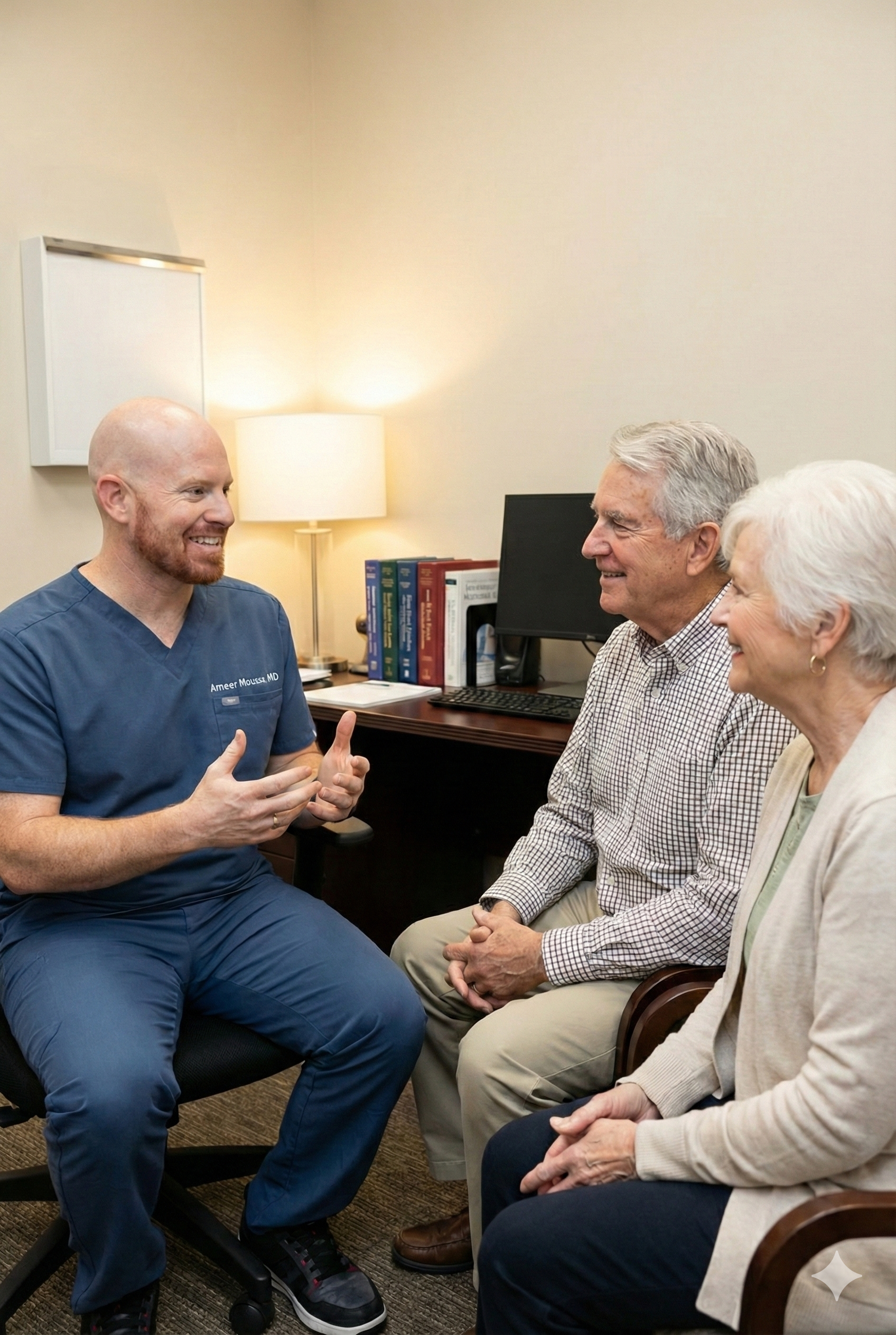 Dr. Ameer Moussa consulting with a patient